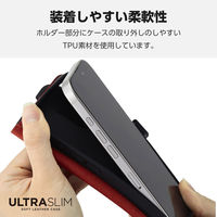 iPhone16 Pro ケース レザー 手帳型 衝撃吸収 超軽量 薄型 ブラック PM-A24CPLFUBK エレコム 1個（直送品）