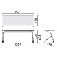 【組立設置込】プラス リネロ3 会議テーブル 幅1500×奥行450mm ホワイト LD3-515 WS/W4 1台（直送品）