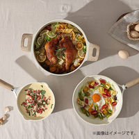 CAROTE（カローテ）鍋 片手 16cm IH ガス火対応 蓋付 アイボリー 1個