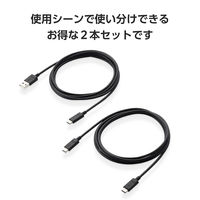 タイプCケーブル 2本セット （A to C/C to C） 2m ブラック MPA-CAECTW20BK エレコム 1個