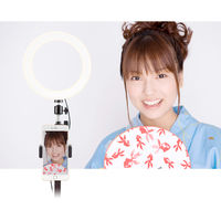 自撮りライト LEDリングライト USB接続/スマホ固定ホルダー付/3色光/10段階輝度調節/GH-CSL80B-BK 1個 グリーンハウス