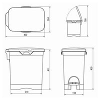 リス ペダルペール ニーナカラー22L 4色セット 1セット4個入（20Lゴミ袋）ペタル式フタ付 幅265×奥行400×高さ430mm オリジナル