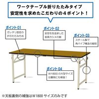 【車上渡し】山金工業 ワークテーブル 折りタタミ 耐荷重200kg ポリエステル天板 幅1500×奥行600×高740mm アイボリー 1台（直送品）