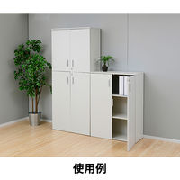 YAMAZEN（山善） 木製シェルフ（本棚 書棚） 3段 両開き（鍵付き・シリンダー錠） ホワイト 幅800×奥行360×高さ1100ｍｍ 1台（直送品）