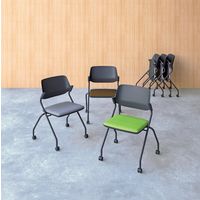 アール・エフ・ヤマカワ SYネスティングチェア 肘無し ファブリック ラテベージュ RFC-SYBFLB 1箱（4脚入） 幅609mm キャスター付き