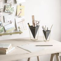 アントレックス Umbra トリッグ フラワーベース デスクオーガナイザー 幅140×奥行140 × 高さ175mm ブラック/ブラス 1セット(大 （直送品）