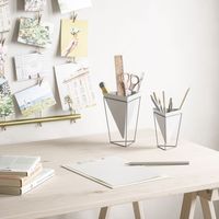 アントレックス Umbra トリッグ フラワーベース デスクオーガナイザー 幅140×奥行140×高さ175mm ホワイト/ニッケル 大小1セット（直送品）