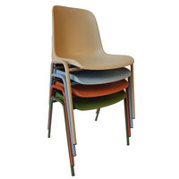 会議用チェアELENA ワントーン グレージュ 1脚 イタリア製 ミーティングチェア 会議椅子 キャスター無し グレー