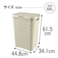CURVER Style（スタイル） ランドリーふた付きバスケット 60L ホワイト 1セット（3個）