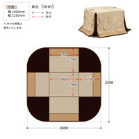 B.Bファニシング 栓柄転写ハイコタツ幅90 こたつ+布団(2点セット) UKSE0190NABEG 1セット(2点入)（直送品）
