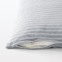 無印良品 綿天竺 ベッド用 カバー３点セット Ｓ シングルサイズ用 ブルーボーダー 良品計画