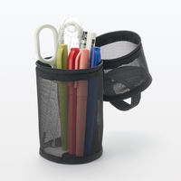 無印良品 ナイロンメッシュ縦でも横でも使えるペンケース 約直径７５×高さ１７７ｍｍ 黒 良品計画