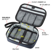 サンワサプライ  トラベル小物ポーチ（W195×D135×H55mm・ネイビー） IN-AD11NV（直送品）