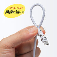 サンワサプライ  USB2.0 Type-C 両側コネクタ540度回転ケーブル ホワイト　100W・1.8m KU-CCP100KAW18W（直送品）