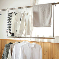 富士商 伸縮サブハンガー ステンレス製 物干し竿にも 洗濯屋外室内兼用 収納 F22049 1個（直送品）