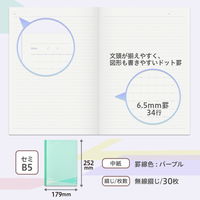 【アウトレット】【Goエシカル】訳あり プラス ノート パスティ セミB5 6.5mm罫線 30枚 グリーン 77203 1セット（5冊）