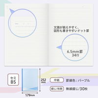 【アウトレット】【Goエシカル】訳あり プラス ノート パスティ セミB5 6.5mm罫線 30枚 ブルー 77202 1セット（5冊）