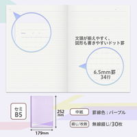 【アウトレット】【Goエシカル】訳あり プラス ノート パスティ セミB5 6.5mm罫線 30枚 パープル 77201 1セット（5冊）