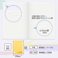 【アウトレット】【Goエシカル】訳あり プラス ノート パスティ セミB5 6.5mm罫線 30枚 イエロー 77204 1セット（5冊）