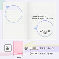 【アウトレット】【Goエシカル】訳あり プラス ノート パスティ セミB5 6.5mm罫線 30枚 ピンク 77200 1セット（5冊）
