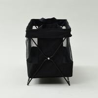YAMAZEN 【荷物入れ】メッシュバスケット ワイドタイプ S 折りたたみ 収納ボックス HTB-SW(BK) 1個