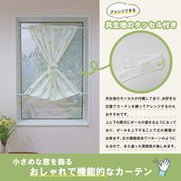 加栄レース レースカーテン リーフ柄 小窓 UVカット ミラーレース 70×90cm 省エネ グリーン 469391 1個（直送品）