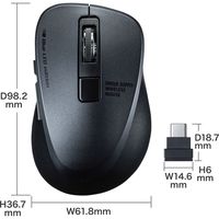 サンワサプライ 静音ワイヤレスType-CブルーLEDマウス(5ボタン・ブラック) MA-WBLC153BK 1個