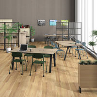 プラス ダイニングワークテーブルライト 幅1800×奥行1000×高さ720mm オーク天板 1台（4梱包） ミーティングテーブル