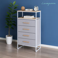 エイ・アイ・エス ファブリックチェスト 4段 幅600×奥行340×高さ1185mm ホワイト×グレー 1台（直送品）