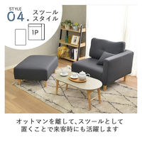 タマリビング ファボ 1人掛カウチソファ オットマン セット ブラウン 1セット（直送品）