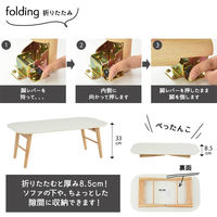 タマリビング スモーキー 折り畳みテーブル 幅900×奥行500×高さ330mm ホワイト 1台（直送品）