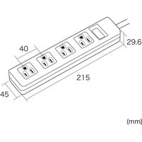 延長コード 電源タップ 5m 3P（ピン） 4個口 マグネット ホワイト TAP-SH3450MG3P サンワサプライ 1個