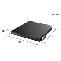 ポータブルDVDドライブ バッファロー USB3.2（Gen1）対応 書込ソフト添付 ブラック DVSM-PTV8U3-BKB 1台（直送品）