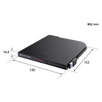 ポータブルDVDドライブ バッファロー USB3.2（Gen1）対応 書込ソフト添付 ブラック DVSM-PTCV8U3-BKB 1台（直送品）