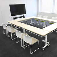 YAMAZEN スタッキングチェア 4脚組 ミーティングチェア 積み重ね 取っ手付き CKSC-55(GG/WH)*4 1セット（直送品）