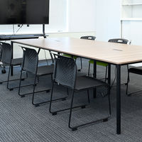 YAMAZEN スタッキングチェア 4脚組 ミーティングチェア 積み重ね 取っ手付き CKSC-55(BK/BK)*4 1セット（直送品）