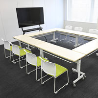 YAMAZEN スタッキングチェア 4脚組 ミーティングチェア 積み重ね 取っ手付き CKSC-55(GR/WH)*4 1セット（直送品）