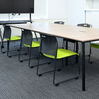 YAMAZEN スタッキングチェア 4脚組 ミーティングチェア 積み重ね 取っ手付き CKSC-55(GR/BK)*4 1セット（直送品）