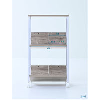 YAMAZEN ファイルワゴン 収納ラック 2段 上棚付き 木製棚 A4対応 キャスター付き MFRW-W2T(BK3/MBK) 1台（直送品）