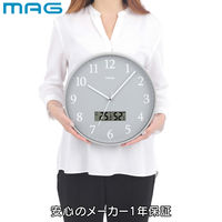 ノア精密 掛け時計 グリージョ MAG 電波時計 ステップ秒針 秒針停止機能付き 温湿度計付き 482111 1個（直送品）