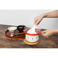 逸品社 電子レンジ用炊飯器 1~2合 ぎゅっとおにぎりさん ガラスのレンジご飯釜 レッド 490879 1個（直送品）