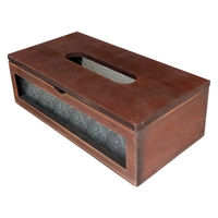 アビテ ティッシュケース フローラティッシュケース 木製 ガラス ブラウン 495606 1個（直送品）