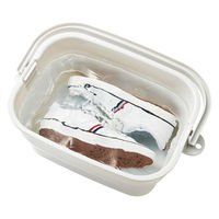 伊勢藤 バケツ 折りたためる つけ置き洗いバケツ 16L 洗濯板 蓋つき 角型 グレー 497029 1個（直送品）