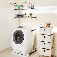 ベストコ ステンレス 洗濯機ラック ハンガー掛付 ブラウン NY-235 防水パンにも置ける 4975970254134 1個（直送品）