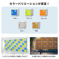 Netforce ネットフォース ウェック プラスチックロッカー 15人用 3列5段 シリンダー錠 Sサイズ 扉：グリーン 1台（直送品）