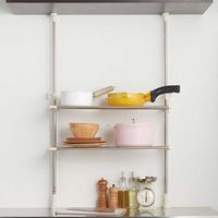 ベストコ ステンレス つっぱりキッチンラック 2段 伸縮棚 ワームグレー NY-1002 4975970253649 1個