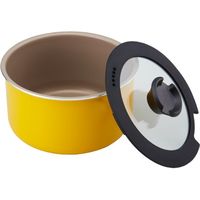 ベストコ フライパン IH対応 鍋 5点セット ハイパープレミアムコート ハンドル付き イエロー ND-3102（直送品）