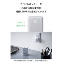 モバイルバッテリー 10000mAh 巻取り式ケーブル一体型 22.5W 残量表示 しろちゃん EC-C53LWF エレコム 1個（直送品）