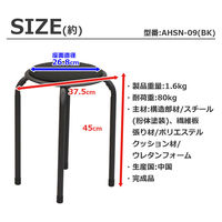 エイ・アイ・エス スタッキングスツール ブラック AHSN-09x10pcs BK 1セット(10脚入)（直送品）