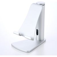 サンワダイレクト iPad・タブレット縦置きスタンド（アルミ・横置き対応・シルバー） 200-STN005 1個（直送品）
